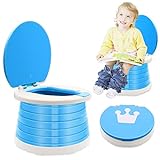 Portable Potty for Kids Toddlers Foldable Travel Potty Training Seat– Foldable Toddler Potty Seat for Travel, Car, Camping, Park,Outdoor, Indoor(Baby Blue)