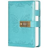 Billtigif Diary with Lock, Journal for Women Girls, Vintage Lock Journal Refillable Personal Locking Notebook Secret Journal with Combination Lock, 5.3'' x 7.8'' (Blue)