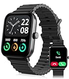 DATAFY Smart Watch for Men Women with Bluetooth Call, Fitness Trackers Watch with Heart Rate Sleep Monitor, Alexa Built-in 1.8' DIY Dial 100 Sports Modes IP68 Waterproof Smartwatch for iOS (Black)