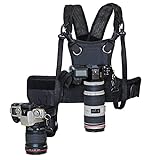 Nicama Dual Shoulder Camera Strap for Two-Cameras, Carrier Chest Harness Vest with Mounting Hubs & Backup Safety Straps for DSLR Canon 6D 5D2 5D3 Nikon D800 D810 Sony A7S Sigma Olympus