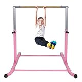 gymmatsdirect Gymnastics Bar for Kids Adjustable Horizontal Junior Training Kip Bars with Mat Optional Ideal for Gymnasts 1-4 Levels for Home