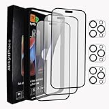 MRKYTPLACE 3 Pack Screen Protector for iPhone 12 mini + 3 Pack Camera Lens Protector,Sensor Protection,Speaker Shield ,Easy Installation Frame , Case Friendly Tempered Glass Film,[9H Hardness] - HD [6 Pack]