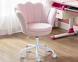 CIMOTA Cute Kids Desk Chair,Velvet Bedroom Chair Adjustable Child Computer Chair Swivel Shell Vanity Chairs for Girls Bedroom/Study Room, Light Pink