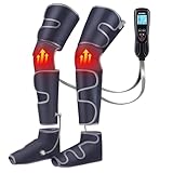 Leg Massager with Air Compression & Heat, 4-In-1 Foot Calf Thigh Knee Massager for Circulation & Pain Relief, 4 Modes 4 Intensities 2 Heat Levels, 10*2 Airbags, Compression Boots for Cramps Edema, RLS