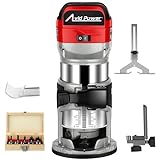 AVID POWER 6.5 Amp 1.25 HP Compact Router Tools for Woodworking, Fixed Base Wood Router with Trim Router Bits, 6 Variable Speeds, Edge Guide, Roller Guide, Dust Hood