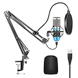 Neewer USB Microphone Kit 192KHZ/24BIT Plug&Play Computer Cardioid Mic Podcast Condenser Microphone with Professional Sound Chipset for YouTube/Gaming Record, Arm Stand/Shock Mount (Blue)(NW-8000-USB)