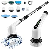 Cordless Electric Spin Scrubber,Cleaning Brush Scrubber for Home, 400RPM/Mins-8 Replaceable Brush Heads-90Mins Work Time,3 Adjustable Size,2 Adjustable Speeds for Bathroom Shower Bathtub Glass Car