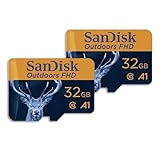 SanDisk 32GB 2-Pack Outdoors FHD microSDHC UHS-I Memory Card with SD Adapter (2x32GB) - Up to 100MB/s, Full HD, C10, A1, Trail Camera Micro SD Card - SDSQUNR-032G-GN6VT