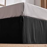 SLEEP ZONE Wrap Around Pleated Bed Skirts King Size, 15 inch Tailored Drop Easy Fit Bedskirt, Anti-Static, Wrinkle Free, and Fade Resistant (King, Black)