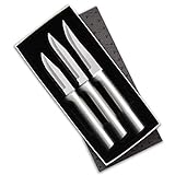 Rada Cutlery - S01 Rada Cutlery Paring Knife Set 3 Knives with Stainless Steel Blades and Brushed Aluminum Made in The USA, 7 1/8', 6 3/4', 6 1/8', Silver Handle