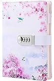 ZXHQ Diary with Lock for Women & Men, Secret Diary for Girls, Journal with Combination Lock Faux Leather Writing Travel Diary Password A5 Pink