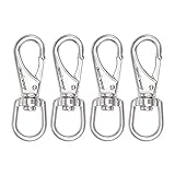 SHONAN Stainless Steel Flag Clips for Flagpole Rope- 4 Pack 3.5 Inch Swivel Snap Hook Flag Pole Clips, Diving Clips Spring Hooks for Dog leashes, Keychains, Boat Ropes, Bird Feeders