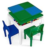 Play Platoon Kids Activity Table and Chair Set, Activity Table for Toddlers, 5-in-1 Sensory Table, Kids Art Table, Water Table, Building Block Table, Craft & Play Table - Blue/Green