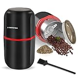 Watifisa Herb Grinder, Electric Dried Spice Mill Grinder with Stainless Steel Blades, Herb Mill Machine with Large Capacity - for Herbs, Fine Leaves, Peanuts, Pepper Beans, Almonds & Grains (Black)