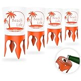 Beach Vacation Accessories, 4 Beach Cup Holders Sand w/Bottle Opener & Spikes, Drink Holder Coaster Spike Cups for Women Men Adults, Sand Cup Holders Beach Lover Gifts Items