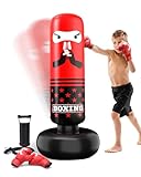 JCLEAL 63'' Inflatable Kids Punching Bag,Freestanding Boxing Bag with Gloves & Pump Kickboxing Training Set,Toddler Punching Dummy Toys Christmas Birthday Gifts for 3-5-8-12 Ages Boys Girls Karate MMA