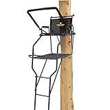 Rivers Edge, RE658 Jumbo Jack, 1-Man Ladder Stand, 17’1” Height, Wide Flip-Up TearTuff™ Mesh Seat, Jumbo Platform, Flip-Out Footrest, 2-Way Adjustable Shooting Rail