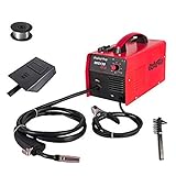 display4top Portable No Gas MIG 130 Plus Welder Flux Core Wire Automatic Feed Welding Machine,DIY Home Welder w/Free Mask - 110V