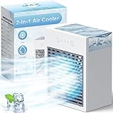 Mini Portable Air Conditioners, 3 IN 1 Evaporative Air Cooler, 2000mAh Battery Powered & USB Rechargeable, 3 Speeds Humidify Air Cooler, Small Air Conditioner Portable for Room Car RV Camping