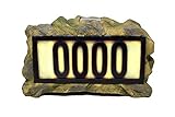 Nature's Mark Solar Power Lighted House Numbers Address Sign - LED Illuminated Outdoor Resin Light Up House Number Sign Decor for Home Yard Street (Rock)