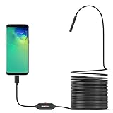 USB Endoscope Camera, DEPSTECH 720P IP67 Waterproof Borescope, 5.5mm Snake Inspection Camera, Type-C Scope Camera with 16.5ft Semi-Rigid Cable, 6 LED Lights, Compatible with OTG Android Phone, PC