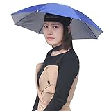 Accinouter Adult Umbrella Hat, Folding Headwear 26' Hands Free Sunshade Double Layer Protection Parasol for Fishing Gardening Beach Camping Party (RoyalBlue, 14.2'x26'x26' (Open) 14.2'x 2' (Fold))