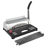 TIANSE Binding Machine, 21-Holes, 450 Sheets, Comb Binding Machines with Starter Kit 100 PCS 3/8'' Comb Binding Spines, Comb Binder Machine Book Maker Perfect for Letter Size, A4, A5 or Smaller Sizes