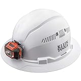 Klein Tools 60407 Hard Hat, Light, Vented Full Brim Style, Padded, Self-Wicking Odor-Resistant Sweatband, White