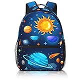 Solar System Planet Backpacks for Teens Boys Backpacks Ages 8-10 for Elementary Universe Adjustable Straps Shoulder Bag Lightweight Waterproof Galaxy Bookbags Outer Space Casual Travel Daypack Bookbag