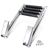 Pontoon Boat Ladder, Telescopic 4 Step Ladder Stainless Steel Telescoping Extendable Boat Ladder 900 Pound Capacity for Marine Yacht/Swimming Pool