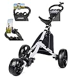 JANUS Golf Cart, Foldable Golf Push cart, Golf Bag cart，Golf Pull cart with Phone Holder and Storage Bag