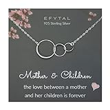 EFYTAL Mom Necklace for Women, 925 Sterling Silver 3 Circles Necklace, Mama Necklace, Necklaces for Mom, Mother Necklace, Mom Jewelry