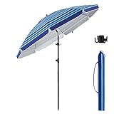 BondFree Beach Umbrellas for Sand Heavy Duty Wind, Portable Sun Shade Umbrella,7FT Sun Umbrella Beach, UPF 50+ PU Coating Beach Umbrella with Carry Bag Hook