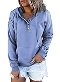 Ezymall Womens 2023 Casual Hoodies Pullover Tops Drawstring Long Sleeve Sweatshirts Fall Clothes With Pocket Light Blue