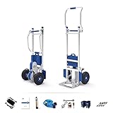 XSTO ZW7170EC Powered Stair Climbing Hand Trucks Dolly for Moving, Lightweight Aluminum Hand Trolley Cart Furniture Dolly Electric Stair Climber 375lb Capacity with Folding Handle & Pneumatic Wheels