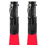 RaySoar 2 Pack Red Light Flashlight Red LDE Flashlight Red Flashlight Night Vision Flashlight for Astronomy, Night Observation and Outdoor Activities(2 PCS)