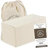 HONEST WEAVE GOTS Certified 100% Organic Flour Sack Cotton Kitchen Hand and Dish Towel Sets - Extra Large 27x27 inches, Fully Hemmed, 12-Pack, Natural Tan