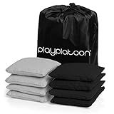 Play Platoon Premium Weather Resistant Duck Cloth Cornhole Bags - Set of 8 Bean Bags for Corn Hole Game - 4 Silver & 4 Black