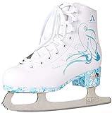 American Athletic Shoe Women's Sumilon Lined Figure Skates with Turquoise Outsole, White, 8 (53208)