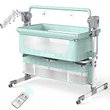 Creatart Smart Baby Bassinet Bedside Sleeper,Music Play,Automatic Cradle with Timing Function & 5-Speed,Portable Baby Bed Height Adjustable Crib