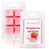 The Candle Daddy - Strawberries & Cream - Sweet Strawberry with Cream Scented Melt- Maximum Scent Wax Cubes/Melts- 1 Pack -2 Ounces- 6 Cubes