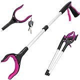 Grabber Reacher Tool,32 Inch Extra Long Foldable Pick Up Stick with Strong Grip Magnetic,360°Rotating Anti-Slip Jaw,Trash Claw Grabber Tool,Trash Picker Tool for Outdoor & Indoor (Purple)