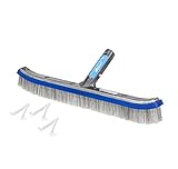 AquaAce Premium Combo Nylon and Stainless Steel Wire Bristle Pool Brush, Mixed Bristles for Extra Scrubbing Power, Three Extra V Clips, Not for Above Ground or Vinyl Pools