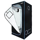 CAUBAK Hydroponic Mylar Water-Resister Grow Tent Reflective Garden Growing Dark Room with Observation Window, Removable Floor Tray and Tool Bag for Indoor Plant Growing (35'x35'x70')