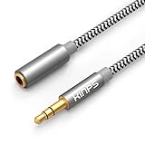 KINPS Audio Auxiliary Stereo Extension Audio Cable 3.5mm Stereo Jack Male to Female, Stereo Jack Cord for Phones, Headphones, Speakers, Tablets, PCs, MP3 Players and More (4FT/1.2M, Braied-Gray)
