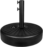 Simple Deluxe 20' Round Heavy Duty Patio Umbrella Base Stand with Steel Umbrella Holder, Water or Sand Fillable for Outdoor, Lawn, Garden, 50lbs Weight Capacity, Black