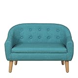 Getifun Kids Sofa Couch, Toddler Armchair Couch, PVC 2-Seater Upholstered Children Sofa Chair with Wooden Legs, Perfect for Children Gift(30-Inch) (Blue)