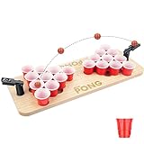 YasTant Mini Beer Pong Table Kit, Wooden Beerpong Set with Cup Holes, Cup Ping Pong Drinking Game, Ultimate Party Game for Adults