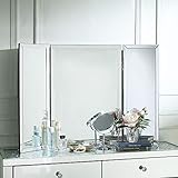 Inspired Home Tabletop Vanity Mirror - Design: Tanith | Tri-fold | Mirrored Frame | Free Standing or Wall Mounted | 28' x 39'