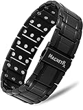 MagnetRX® 3X Strength Titanium Magnetic Bracelet – Magnetic Bracelets for Men – Premium Fold-Over Clasp & Adjustable Length with Sizing Tool (Black)